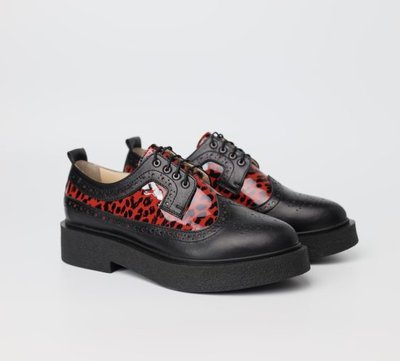 Derby shoes Black leopard with brogue - EU 40