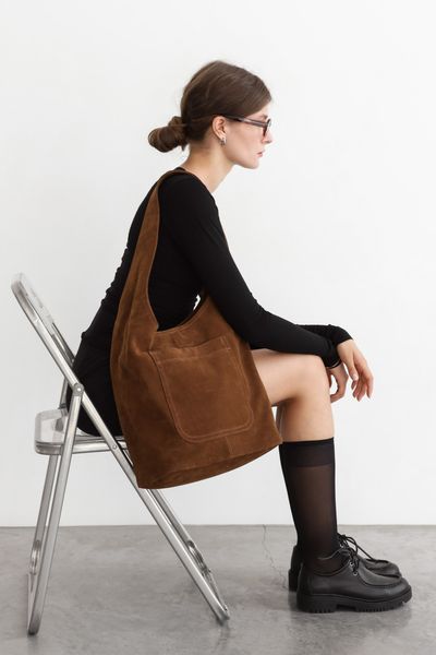 Brown Suede Shopper Bag