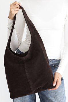 Chocolate Suede Mini Shopper Bag