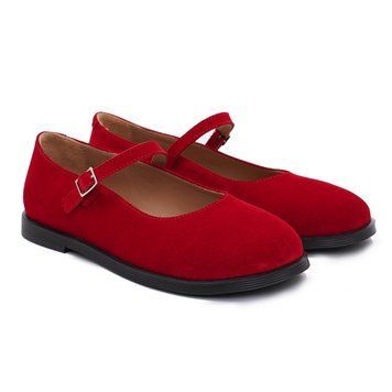 Suede Jane Austen Shoes (rosso) EU36