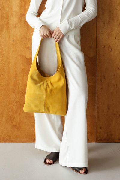 Yellow Suede Mini Shopper Bag