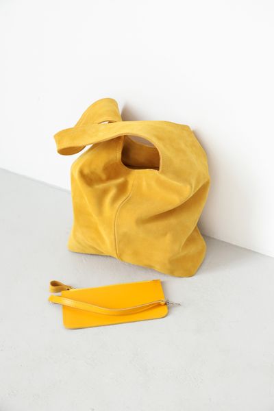 Yellow Suede Mini Shopper Bag