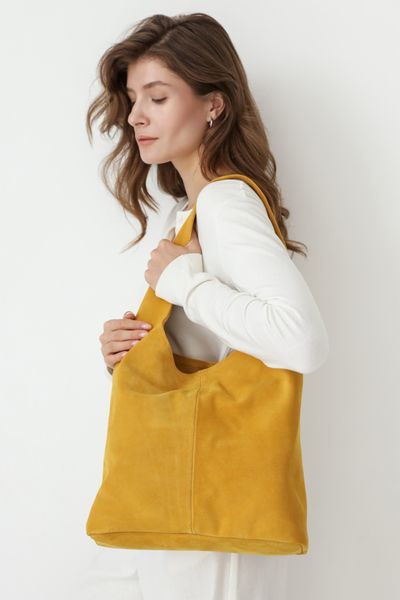 Yellow Suede Mini Shopper Bag