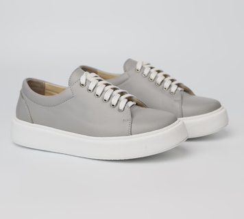 Women's grey leather sneakers - EU 36