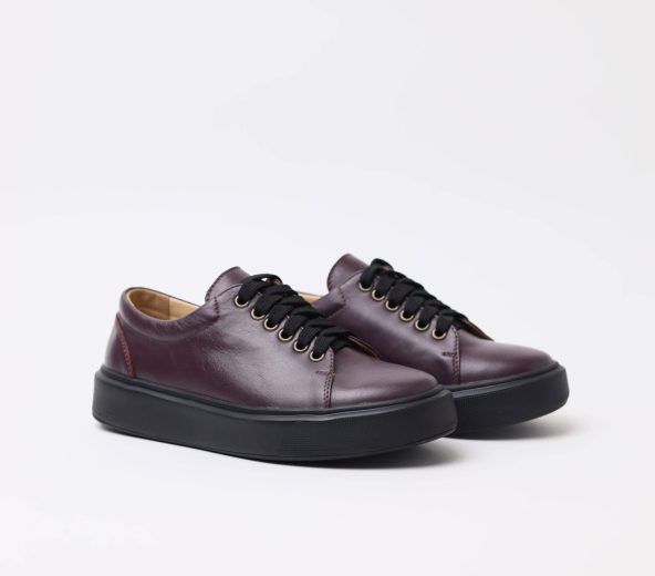 Men's burgundy leather sneakers - EU 39