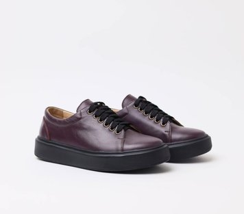 Men's burgundy leather sneakers - EU 40