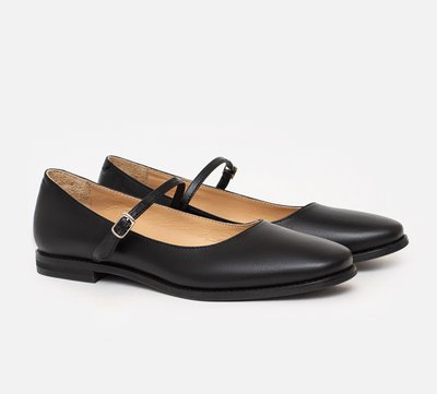 Black Leather Mary Jane shoes