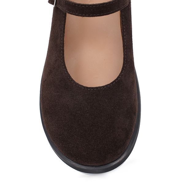 Suede Jane Austen Shoes (cioccolato) EU36