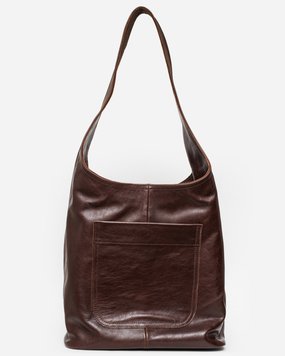 Leather shopper bag (dark brown)