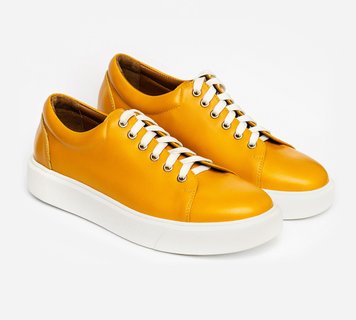 Women's yellow leather sneakers - EU 36