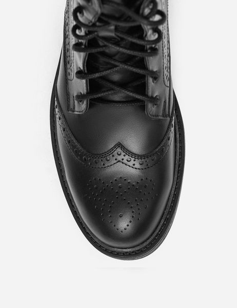 Leather Derby boots with brogues (black) EU40