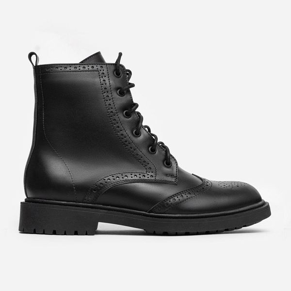 Leather Derby boots with brogues (black) EU40