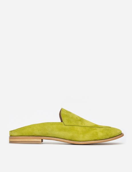 Yellow velor mules