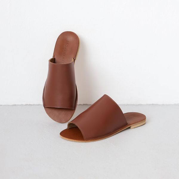 Leather Light Brown Flip-flops EU 36