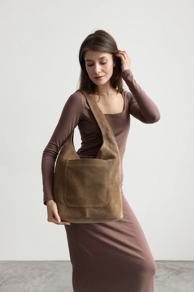 Suede Beige Shopper Bag