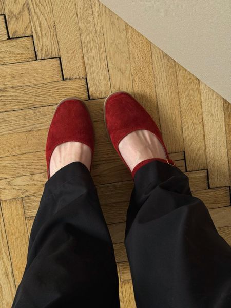 Suede Mary Jane Shoes (rosso) EU38