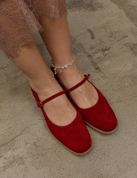 Suede Mary Jane Shoes (rosso) EU38