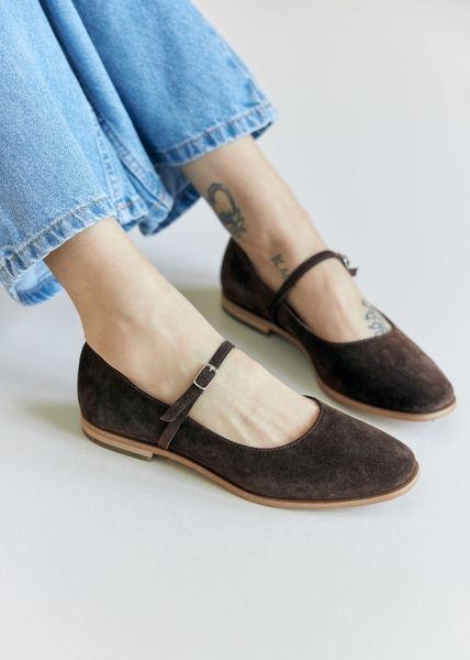 Brown Velour Mary Jane shoes