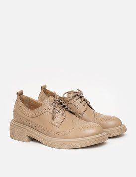 Derby shoes beige with brogue  - EU 39