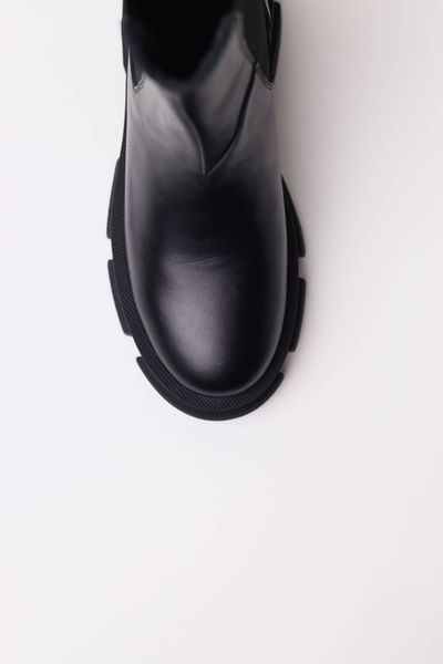 Black Leather Women's Chelsea Boots - Wool EU 37